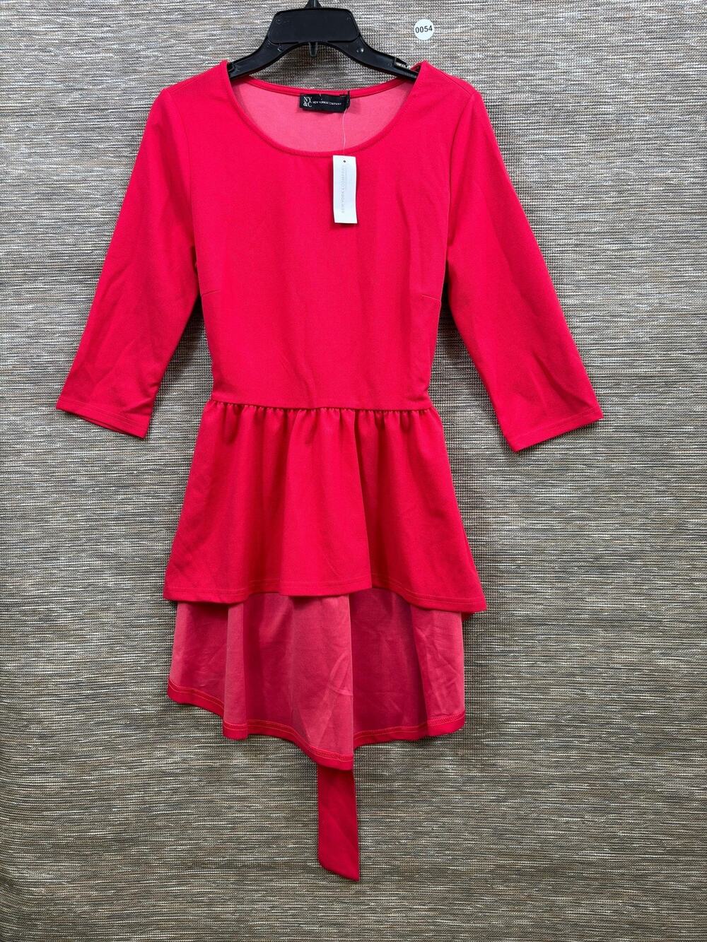 New York & Company Blouse Womens M Pink Belted High Low Tunic Top 3/4 Sleeve